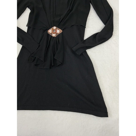 Kerisma Cashmere Sweater Tunic Dress Embellished Medium Black Gathered - Picture 4 of 13